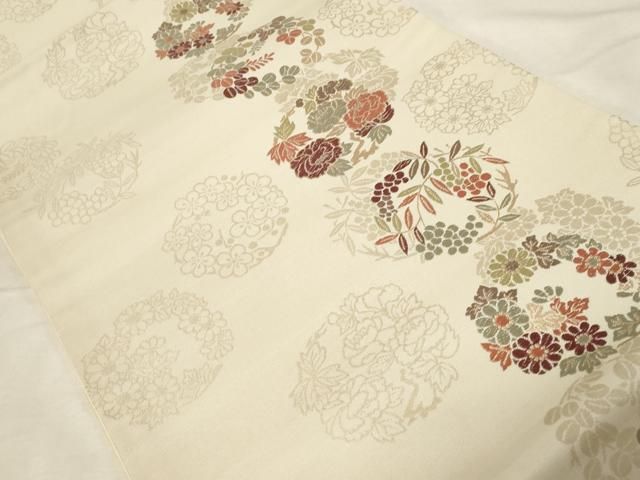 平和屋着物●六通柄　京袋帯　唐織　草花丸文　金糸　正絹　逸品　未使用　CABA9196dy 平和屋着物○六通柄 京袋帯 唐織 草花丸文 金糸 正絹 逸品 未使用