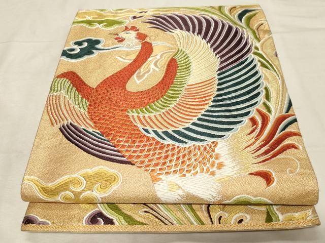 平和屋着物○六通柄袋帯 唐織 瑞鳳飛来文 金銀糸 正絹 逸品 CABB7225dy
