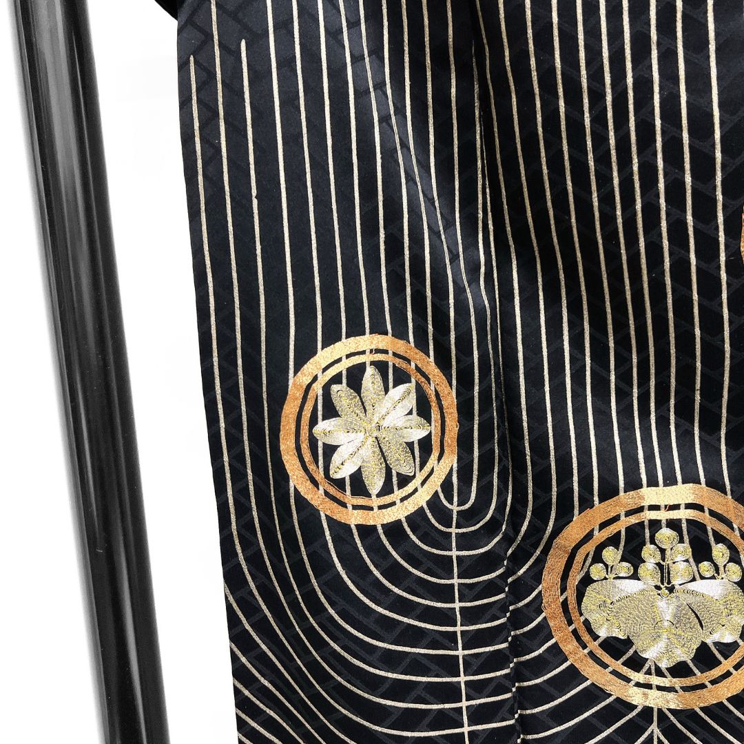 付け下げ 金駒刺繍 金彩 抽象 紋 桐の花 菊 モード 着物 123b d ms