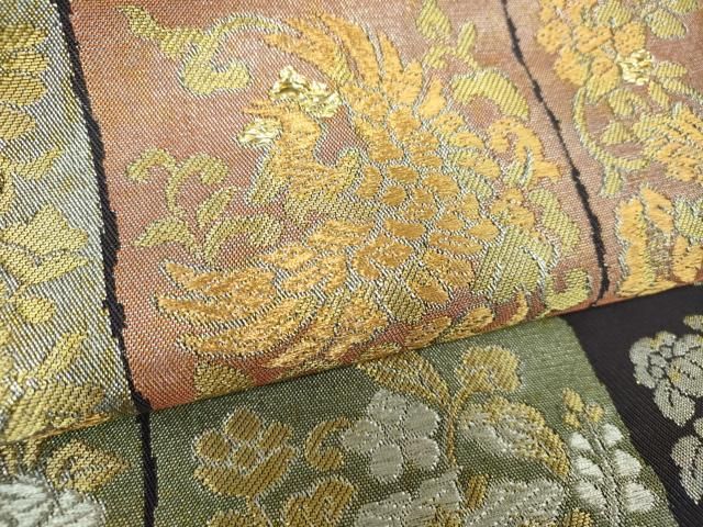  平和屋着物 つけ帯 格子鳳凰花文 金銀糸 引箔 正絹 ps 付け帯 作り帯 帯