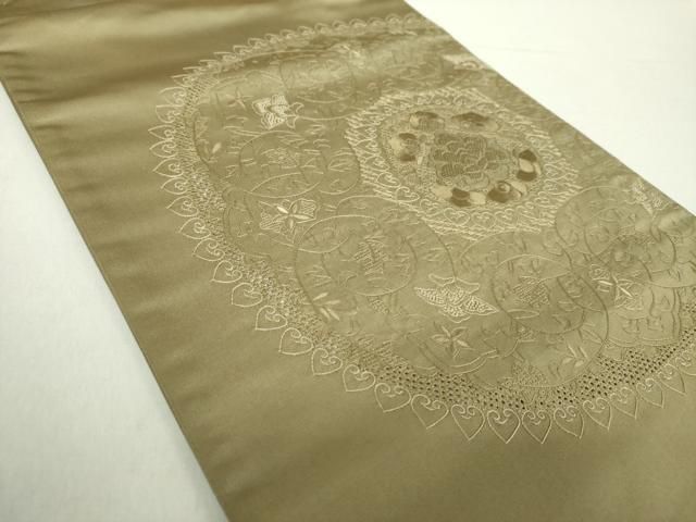平和屋着物 中国三大刺繍 スワトウ相良刺繍 汕頭相良刺繍 総刺繍 つけ帯 絽刺し 更紗花文 正絹 ps