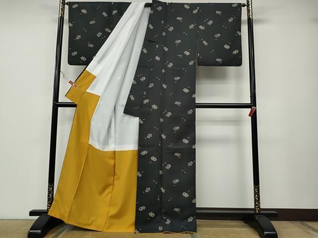 平和屋着物○小紋 源氏香花文 黒地 洗える着物 CABB6063ut - メルカリ