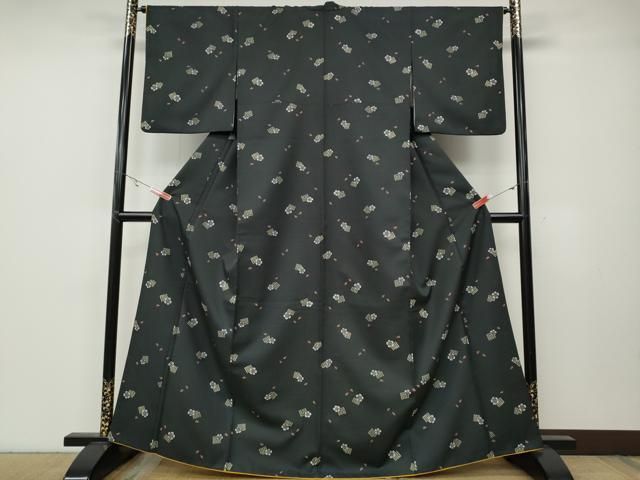 平和屋着物○小紋 源氏香花文 黒地 洗える着物 CABB6063ut - メルカリ
