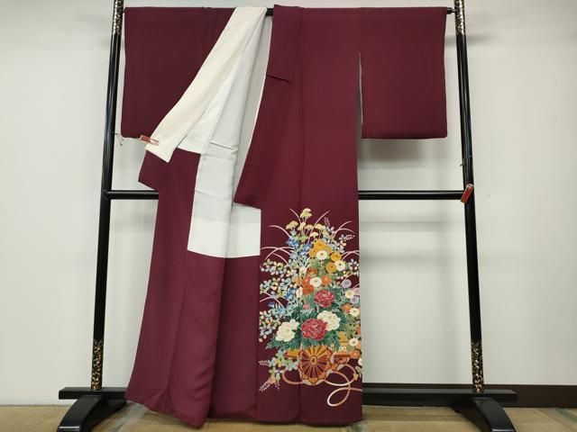 平和屋着物 豪華黒留袖 刺繍 花車文 金糸 鬼しぼ縮緬 正絹 ut