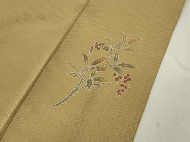  平和屋着物 京加賀友禅 百貫達雄監修 色無地 霞地紋 飴色 正絹 ut 色無地 着物