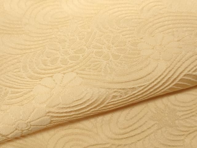  平和屋着物 上質な色無地 立波舞花地紋 雄黄色 正絹 ut 色無地 着物