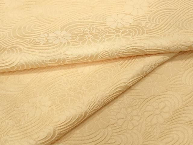 平和屋着物 上質な色無地 立波舞花地紋 雄黄色 正絹 ut