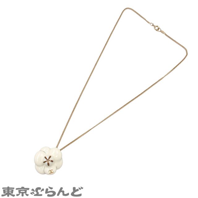 シャネル CHANEL ネックレス カメリア ココマーク ホワイトxゴールド メタル 02 P レディース