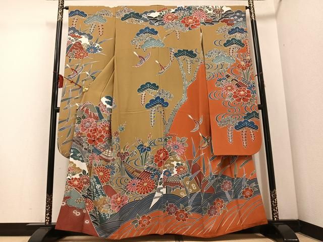 平和屋着物 紅型 振袖 長襦袢 無双仕立て セット 風景草花文 正絹 ph