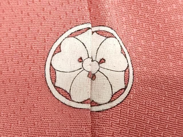  平和屋着物 上質な色無地 鮫小紋地紋 銀朱色 正絹 ud 色無地 着物