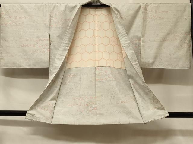 平和屋着物＃羽織 本場大島紬地 白大島 エ霞花鳥文 正絹 in