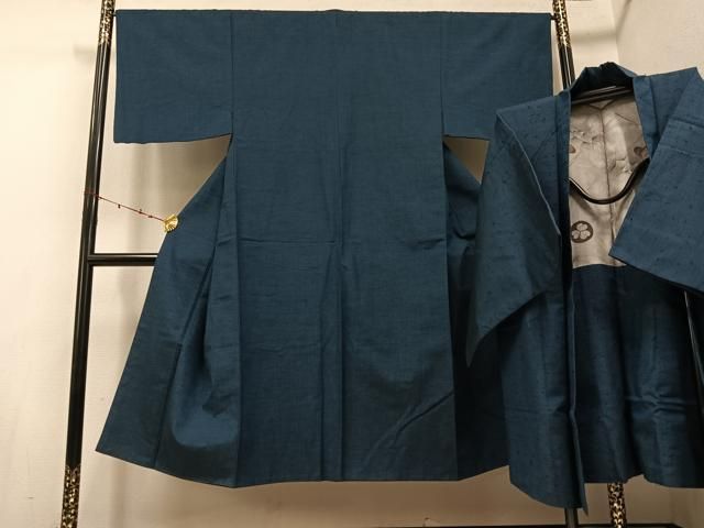 平和屋着物 男性 紬 アンサンブル 色無地 褐返し色 正絹 ph