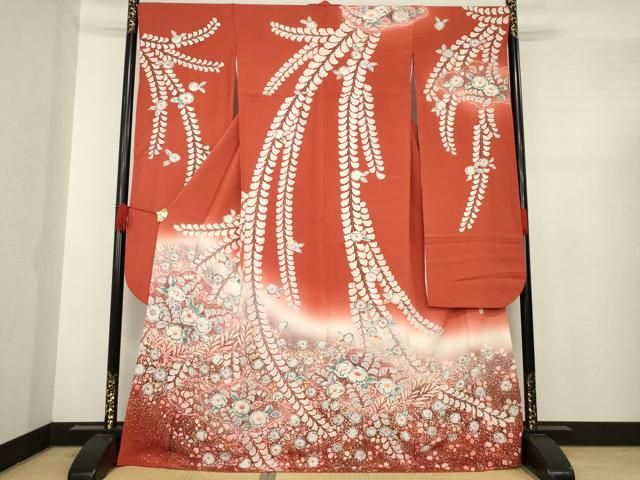 平和屋着物 越後十日町の一流染匠 桐屋 翠山工房 振袖 辻が花 絞り 舞花文 暈し染め 正絹 ck