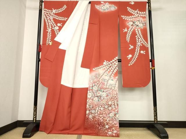 平和屋着物 越後十日町の一流染匠 桐屋 翠山工房 振袖 辻が花 絞り 舞花文 暈し染め 正絹 ck