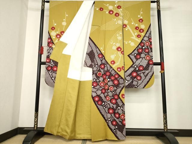 平和屋着物 豪華振袖 駒刺繍 絞り 枝梅文 正絹 ck