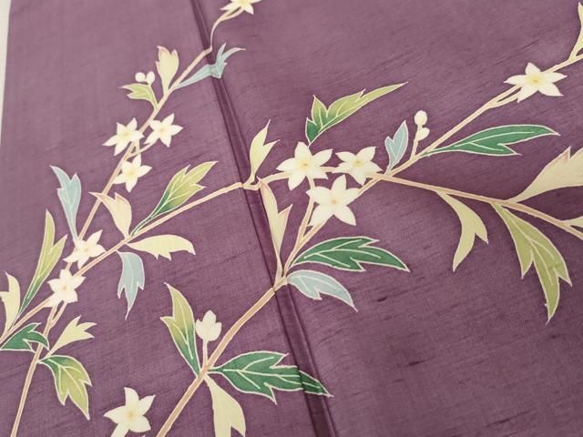  平和屋着物 本加賀友禅作家 成竹登茂男 訪問着 白山紬地 枝花文 正絹 cs 訪問着 付け下げ 着物