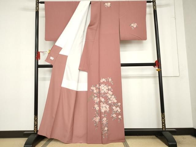 平和屋着物 洗える最 着物 英 はなぶさ謹製 訪問着 総刺繍 枝垂れ花文 洗える着物 cs