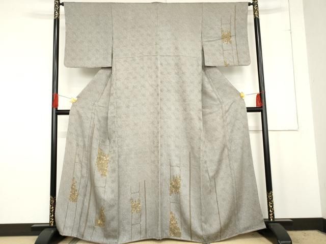 平和屋着物 訪問着 絞り 刺繍 草花文 金糸 金彩 正絹 cs