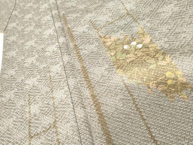 平和屋着物○訪問着 絞り 刺繍 草花文 金糸 金彩 正絹 逸品 未使用