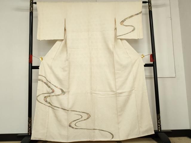 平和屋着物 訪問着 絞り 刺繍 流水花文 金糸 正絹 cs