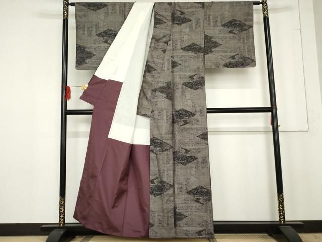 平和屋着物○本場大島紬 カタス9マルキ 泥染め 風景花文 正絹 逸品