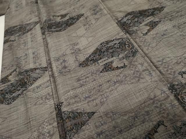 平和屋着物○本場大島紬 カタス9マルキ 泥染め 風景花文 正絹 逸品