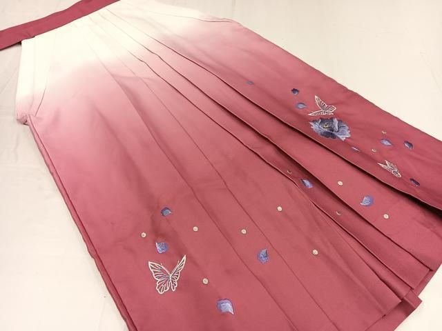 平和屋着物 女性 行灯袴 スザンヌプロデュース Ashy 刺繍 花蝶文 暈し染め 洗える着物 ph