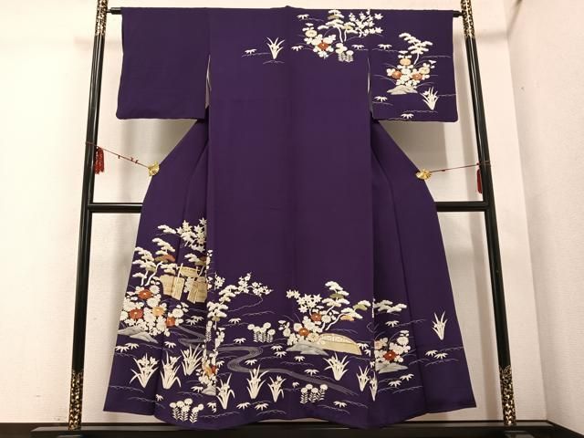 平和屋着物 訪問着 駒刺繍 御所時 鬼しぼ縮緬 正絹 ph