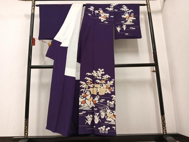 平和屋着物 訪問着 駒刺繍 御所時 鬼しぼ縮緬 正絹 ph