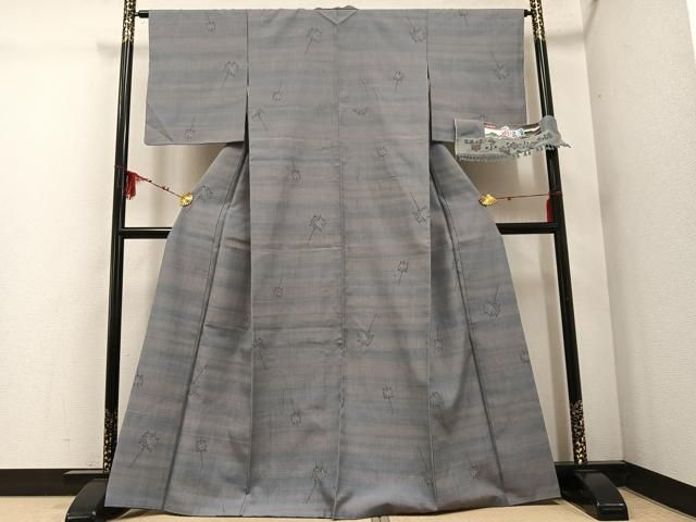 平和屋着物 小千谷紬 糸巻 反端付き 正絹 ph