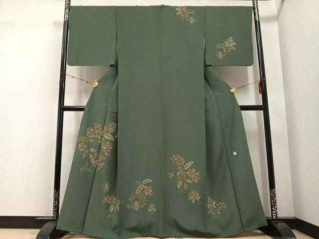 平和屋着物 訪問着 作家物 手描き 草花文 正絹 ph