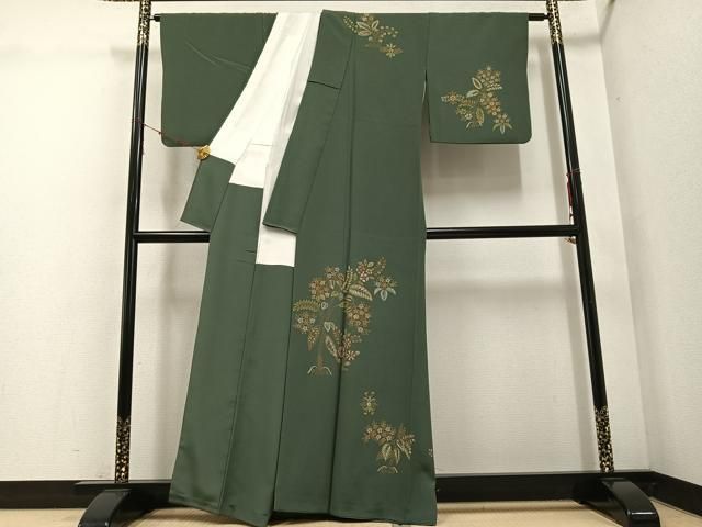 平和屋着物 訪問着 作家物 手描き 草花文 正絹 ph