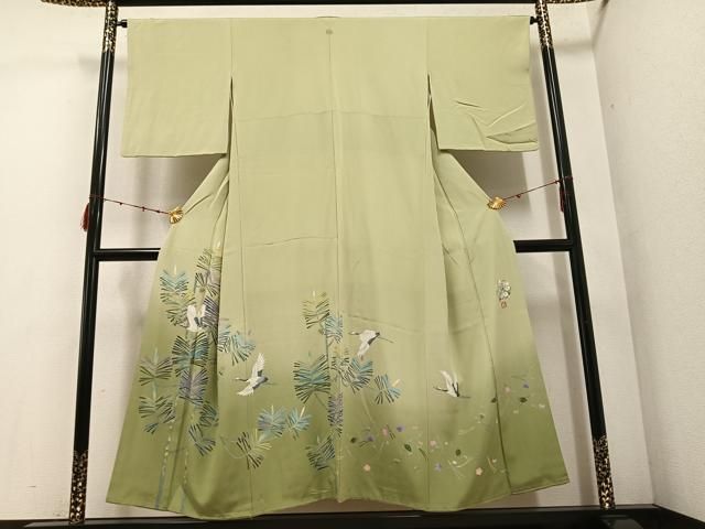 平和屋着物 豪華色留袖 友禅 作家物 群れ鶴草花文 暈し染め ますいわ屋扱い 正絹 ph