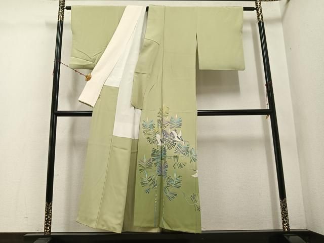 平和屋着物 豪華色留袖 友禅 作家物 群れ鶴草花文 暈し染め ますいわ屋扱い 正絹 ph