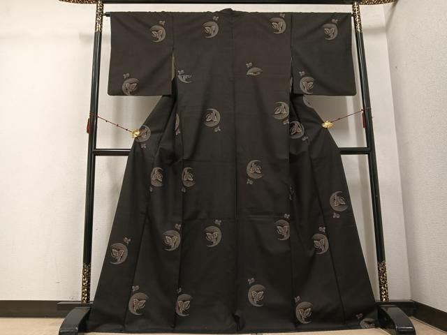 平和屋着物 本場大島紬 地空き カタス9マルキ 舞蝶文 正絹 ph