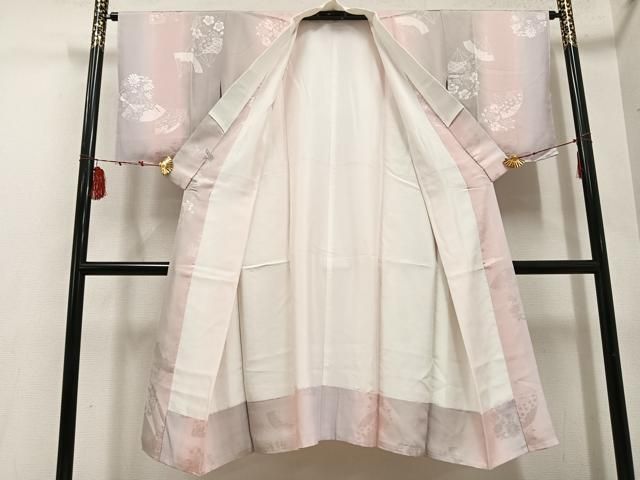 平和屋着物 長襦袢 袷 扇面花地紋 暈し染め 反端付き 正絹 ph