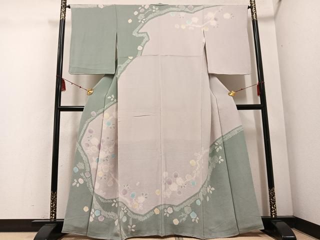 平和屋着物 訪問着 絞り 舞花文 鬼しぼ縮緬 正絹 ph