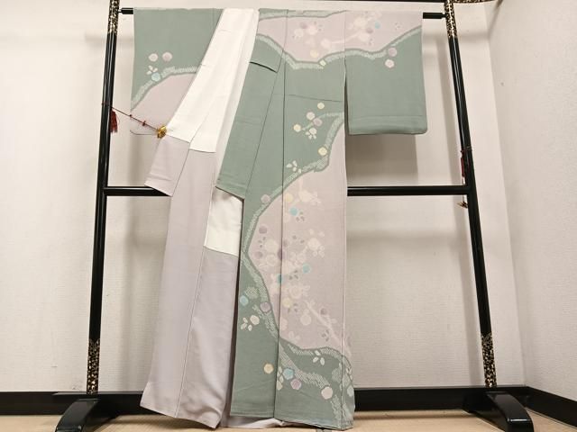 平和屋着物 訪問着 絞り 舞花文 鬼しぼ縮緬 正絹 ph