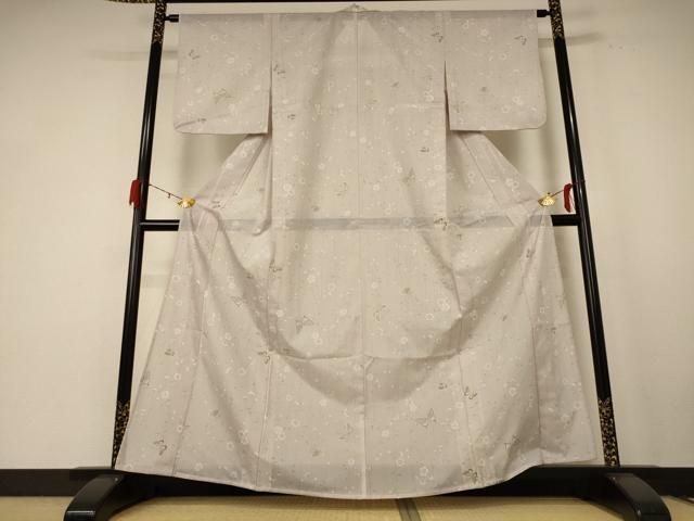 平和屋着物 夏物 小紋 絽 花蝶文 洗える着物 jd