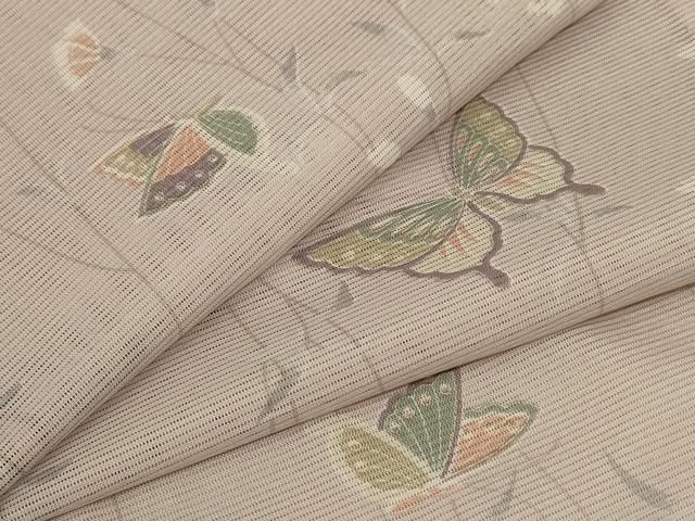 平和屋着物 夏物 小紋 絽 花蝶文 洗える着物 jd