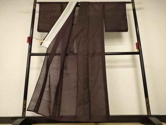 平和屋着物 夏物 色無地 紗 黒鳶色 洗える着物 jd