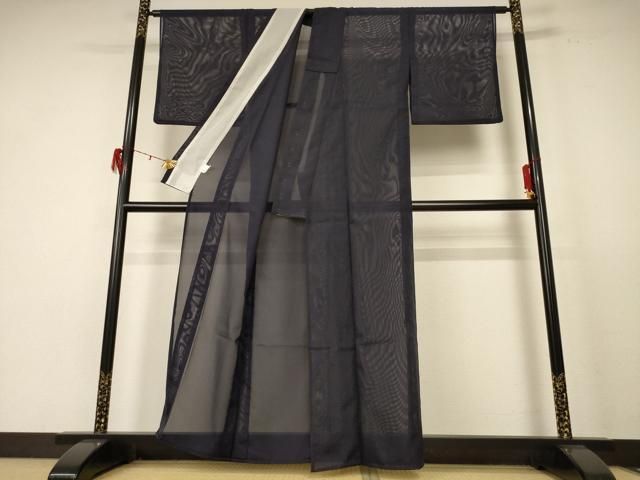 平和屋着物 夏物 色無地 絽 黒紅色 洗える着物 jd