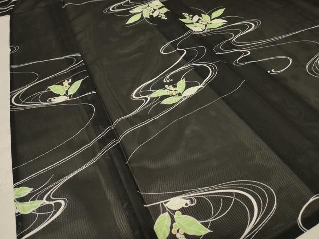  平和屋着物 夏物 小紋 絽 流水草花文 洗える着物 jd 小紋 着物