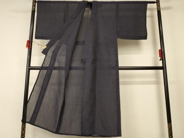 平和屋着物 夏物 男性 本場小千谷ちぢみ 青褐色 麻 jd