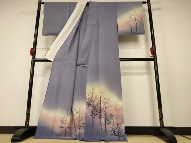 平和屋着物 夏物 訪問着 絽縮緬 風景文 暈し染め ロング丈 正絹 jd