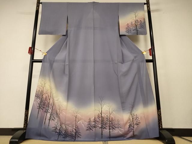 平和屋着物 夏物 訪問着 絽縮緬 風景文 暈し染め ロング丈 正絹 jd