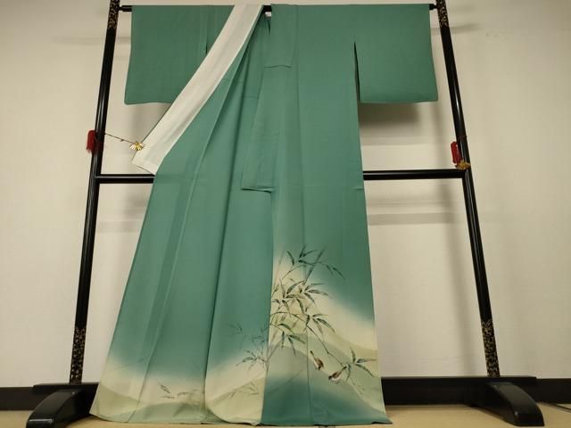 平和屋着物 夏物 訪問着 絽 風景文 鳥 暈し染め ロング丈 正絹 jd
