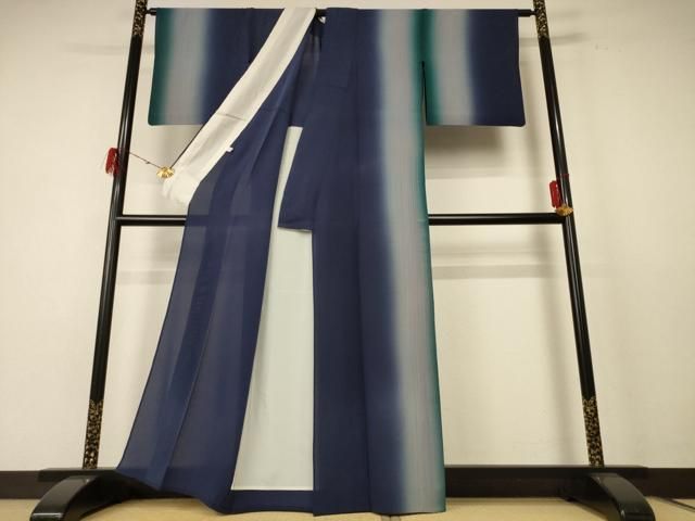 平和屋着物 夏物 訪問着 絽 縞 暈し染め 正絹 jd