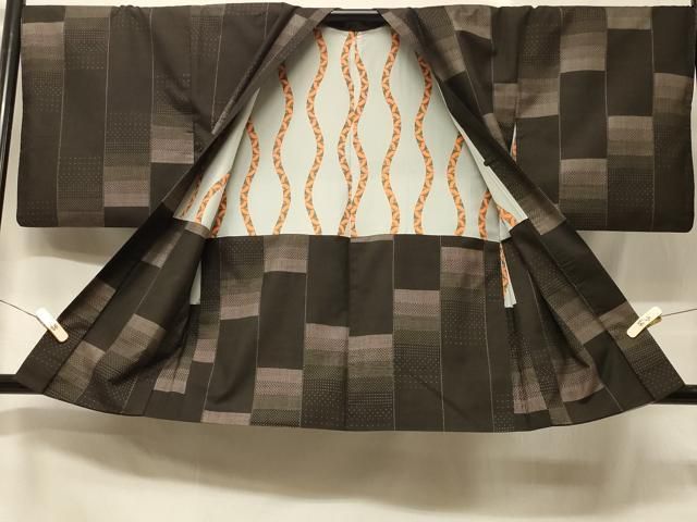 平和屋着物＃本場大島紬 羽織 9マルキ 格子間道 正絹 in