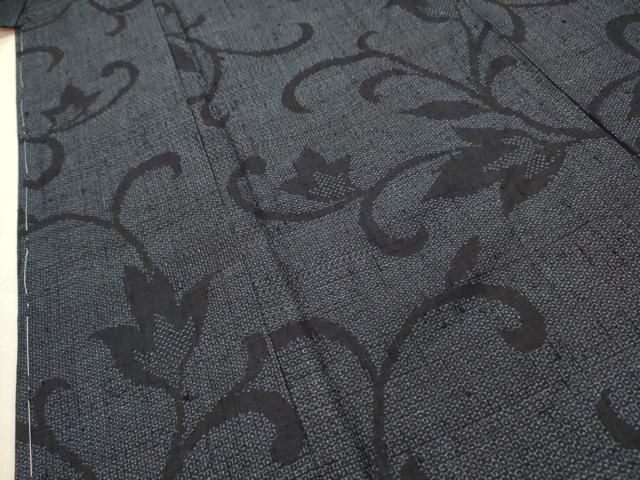  平和屋着物 本場結城紬 100亀甲 花唐草文 正絹 sx 紬 着物